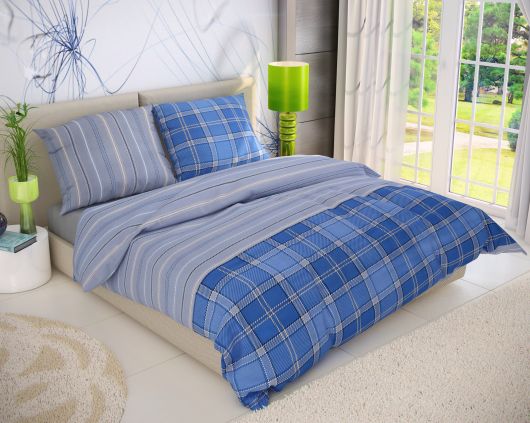 Klasické posteľné bavlnené obliečky DELUX 140x200, 70x90cm CAMPUS modrý