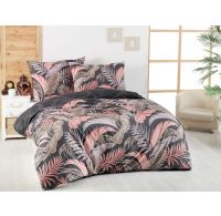 Klasické posteľné bavlnené obliečky DELUX 140x200, 70x90cm PALMA sivá