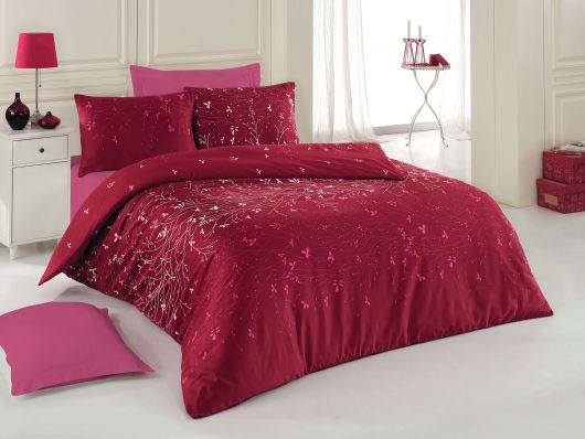 Klasické posteľné bavlnené obliečky DELUX CARLA BORDÓ 140x200, 70x90cm