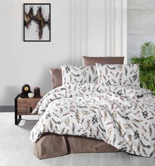 Klasické posteľné flanelové obliečky 140x200, 70x90cm VETVIČKA hnedá