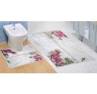 Kúpeľňová a WC predložka Ružový kvet 3D