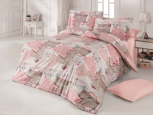 Predľžené bavlnené posteľné obliečky DELUX LOVE LETTER 140x220, 70x90cm
