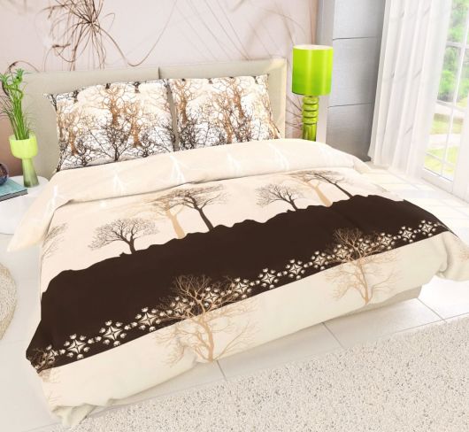 Predľžené bavlnené posteľné obliečky DELUX TREES 140x220, 70x90cm
