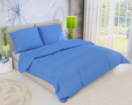 Predĺžené krepové posteľné obliečky MODRÉ 140x220, 70x90cm