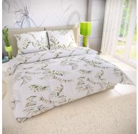 Predĺžené posteľné flanelové obliečky 140x220, 70x90cm VETVIČKA zelená