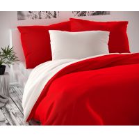 Saténové francúzske obliečky LUXURY COLLECTION červené / biele 1 + 2, 200x200, 70x90cm