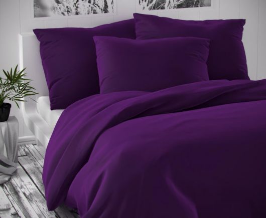 Saténové francúzske obliečky LUXURY COLLECTION tmavo fialové 1 + 2, 200x200, 70x90cm
