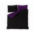 Saténové francúzske obliečky LUXURY COLLECTION čierne / tmavo fialové 1 + 2, 240x200, 70x90cm