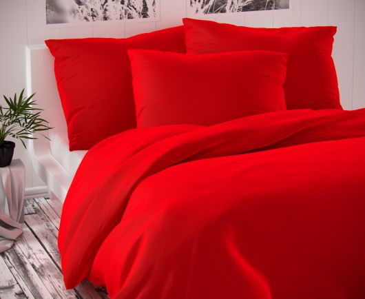 Saténové francúzske predĺžené obliečky LUXURY COLLECTION červené 1 + 2, 240x220, 70x90cm