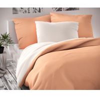 Saténové postel'né obliečky LUXURY COLLECTION biele / lososové 140x200, 70x90cm