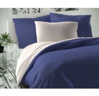 Saténové obliečky LUXURY COLLECTION biele / tmavo modre 140x200, 70x90cm