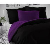 Saténové postel'né obliečky LUXURY COLLECTION čierne / tmavo fialove 140x200, 70x90cm