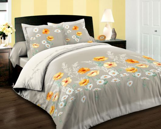 Saténové postel'né obliečky Luxury Collection Flowers panel 140x200, 70x90cm
