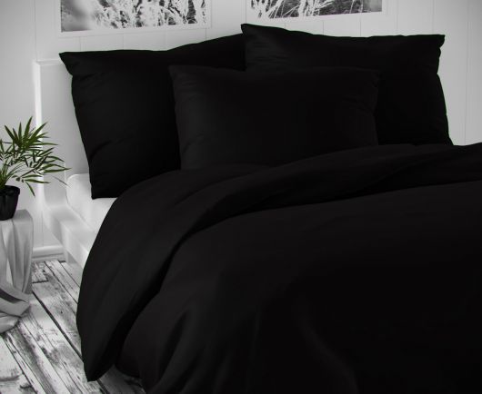Saténové predĺžené postel'né obliečky LUXURY COLLECTION čierne 140x220, 70x90cm