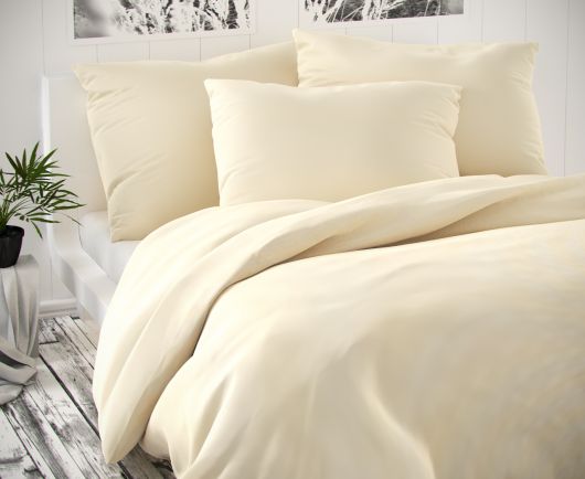 Saténové predĺžené posteľné obliečky Luxury Collection smotanove 140x220, 70x90cm