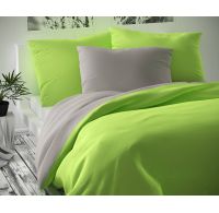 Saténové predľžené posteľné obliečky Luxury Collection 140x220, 70x90cm svetlo sive/ svetlo zelené