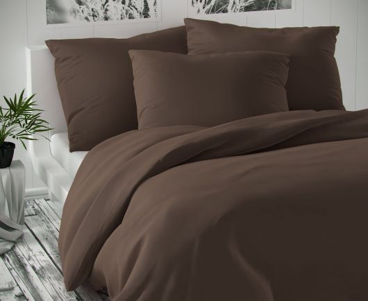 Saténové predľžené posteľné obliečky LUXURY COLLECTION tmavo hnede 140x220, 70x90cm